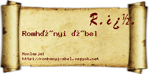 Romhányi Ábel névjegykártya